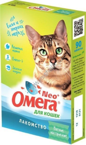 ФАРМАКС ОМЕГА NEО+ 90 таб лакомство для кошек с кошачьей мятой 