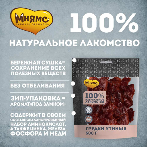 Лакомство Мнямс для собак Грудки утиные 50г