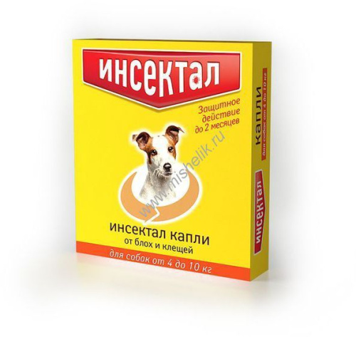 ИНСЕКТАЛ 4-10 кг капли от блох и клещей для собак 