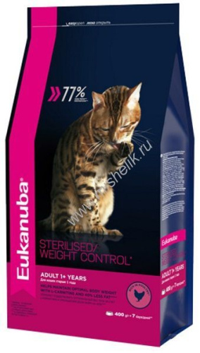 EUKANUBA ADULT STERILISED WEIGHT CONTROL 400 гр сухой корм для взрослых кошек с избыточным весом и стерилизованных 
