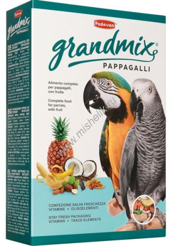 PADOVAN GRANDMIX Pappagalli 600 г корм для крупных попугаев основной 