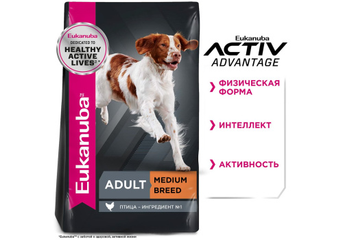 EUKANUBA ADULT MEDIUM BREED 3 кг сухой корм для взрослых собак средних пород 