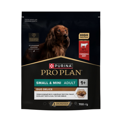 PRO PLAN  DUO DELICE 700 г сухой корм для взрослых собак мелких и карликовых пород, с высоким содержанием говядины 