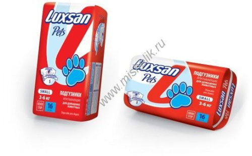 LUXSAN PREMIUM 16 шт S 3-6 кг подгузник для животных 