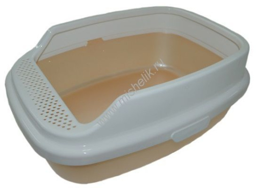 HOMECAT DELUXE 53х39х23 см туалет для кошек с бортиком бежевый перламутр
